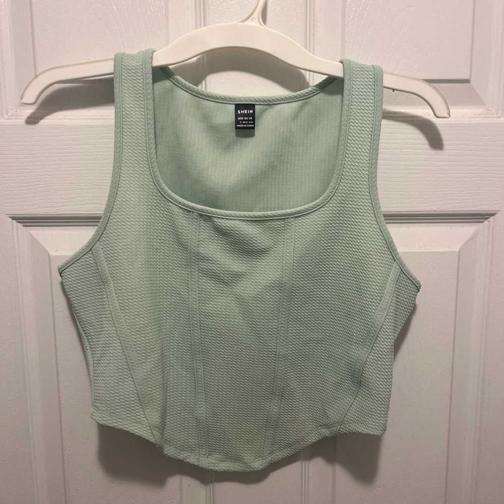 SHEIN Green Fitted Crop Tank Top